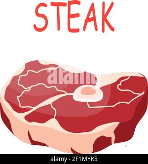 Bistecca di carne di maiale cruda fresca Illustrazione Vettoriale