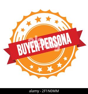 Testo DELLA PERSONA ACQUIRENTE sul timbro rosso arancione del badge del nastro. Foto Stock