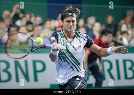 David FERRER (ESP) ha vinto la sua partita contro David GOFFIN (bel) durante il BNP Paribas Masters Indoor 2014, al Palais Omnisports de Paris-Bercy, a Parigi, Francia, giorno 3, ottobre 29, 2014. Foto Stephane Allaman / DPPI Foto Stock