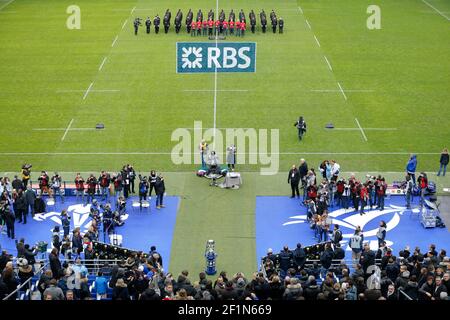 Atmosfera prima di iniziare il campionato RBS 6 Nazioni Rugby Union match tra Francia e Galles il 28 febbraio 2015, allo Stade de France, a Saint Denis, Francia. Foto Stephane Allaman / DPPI Media Foto Stock