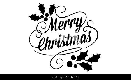 Logo merry christmas, realizzato in stile disegno lavagna, filmati animati ideali per il periodo natalizio Foto Stock