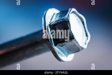 Primo piano del cappello a vite in metallo Foto Stock