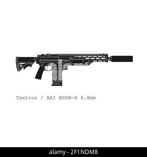 Icona vettoriale realistica della carbina NGSW da 6.8 mm. Le ultime armi statunitensi. Illustrazione Vettoriale