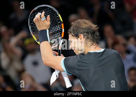 Rafael NADAL (ESP) ha vinto contro Kevin ANDERSON (RSA) durante il torneo di tennis indoor ATP World Tour Masters 1000, BNP Paribas Masters a Bercy (AccorHotels Arena), Parigi, Francia, dal 31 ottobre all'8 novembre 2015. Foto Stephane Allaman / DPPI Foto Stock