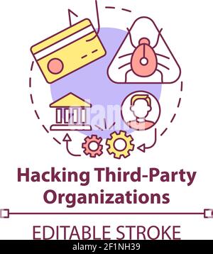 Icona del concetto di hacking di organizzazioni di terze parti Illustrazione Vettoriale