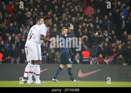 Zlatan Ibrahimovic (psg) durante il campionato di calcio francese L1 partita tra Parigi Saint-Germain (PSG) e Lione (OL), il 13 dicembre 2015, allo stadio Parc des Princes, Parigi, Francia - Foto Stephane Allaman / DPPI Foto Stock