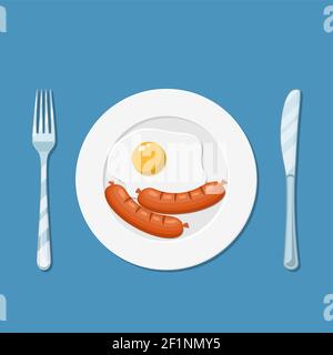 Piatto con l'icona dell'uovo fritto Illustrazione Vettoriale