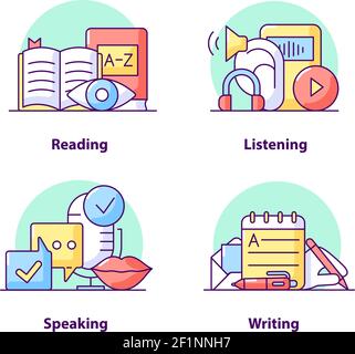 Set di icone del concetto di interfaccia utente creativa Education Illustrazione Vettoriale