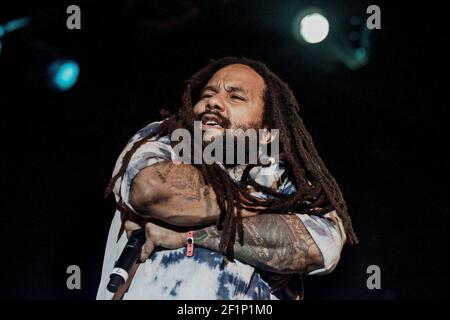 Michael Bunel / le Pictorium - Ky-mani Marley - 26/07/2013 - Francia - Ky-mani Marley è un cantante reggae nato il 26 febbraio 1976 a Falmouth, in Giamaica. Figlio di Bob Marley e campione di ping-pong Anita Belnavis, il suo nome, Ky-mani, significa 'viaggiatore avventuroso' in Africa orientale. 26 luglio 2017. Bagnols sur Ceze, Francia. Foto Stock