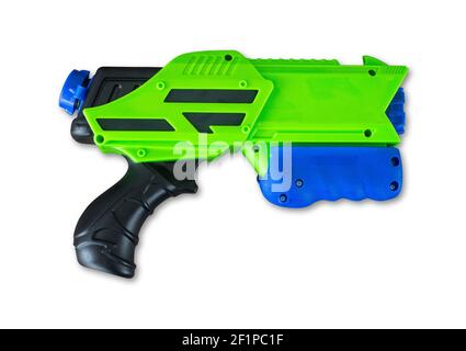 Giocattolo di plastica watergun isolato su sfondo bianco Foto Stock