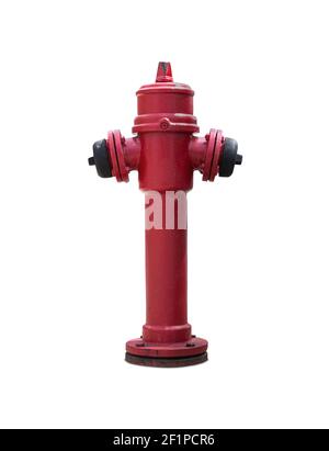 Rosso fuoco idrante isolati su sfondo bianco Foto Stock