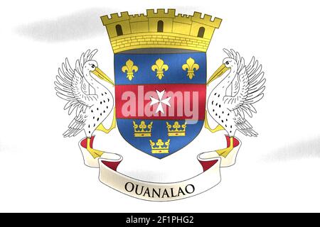 Bandiera di Saint-Barthelemy - bandiera realistica di tessuto ondulato Foto Stock