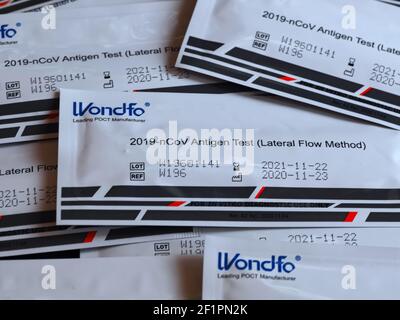 Wondfo Covid-19 o Corona Antigen Test per test rapidi Foto Stock