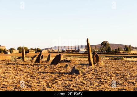 Etiopia, Axum - campo di Gudit stelae Foto Stock