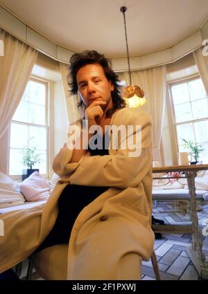 Ritratto di Jim Kerr della band scozzese Simple Minds in Londra circa 1987 Foto Stock