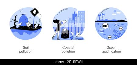 Illustrazioni vettoriali astratte del concetto di cambiamento ambientale. Illustrazione Vettoriale