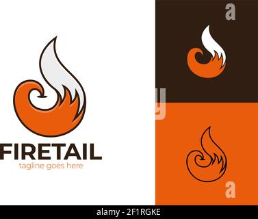 immagine dell'icona dell'elemento vettoriale del logo della coda fox. Logo Fox tail Fire a forma di cerchio e pollici in alto come simbolo Illustrazione Vettoriale