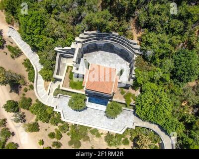 Veduta aerea del Memoriale di Wrigley e del Giardino Botanico di Santa Isola di Catalina Foto Stock