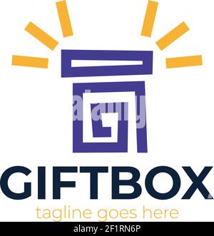 Regalo di meraviglia regalo Delight presente, confezione regalo aperta blu sorpresa, pacchetto speciale give away, premio programma fedeltà Illustrazione Vettoriale