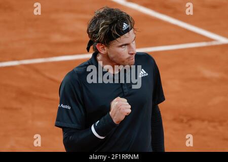 Dominic THIEM (AUT) ha vinto un punto, celebrazione durante il Roland Garros 2020, torneo di tennis Grand Slam, il 4 ottobre 2020 allo stadio Roland Garros di Parigi, Francia - Foto Stephane Allaman / DPPI Foto Stock