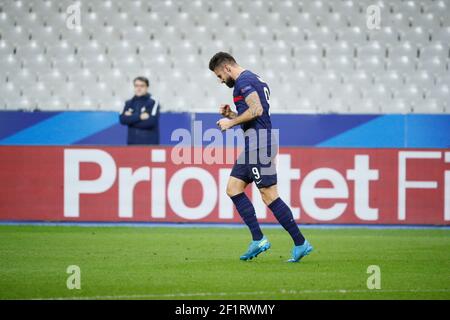 Olivier Giroud (fra) ha segnato un gol, una celebrazione, una soddisfazione durante la partita di calcio della UEFA Nations League tra Francia e Svezia il 17 novembre 2020 allo Stade de France a Saint-Denis, Francia - Foto Stephane Allaman / DPPI Foto Stock