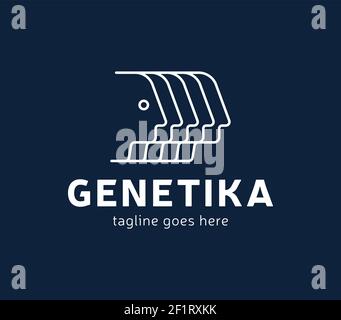 Logo delle teste umane. Il logo della tecnologia genetica della testa, il vettore di concetto delle teste colorate, il modello di logotipo della tecnologia digitale progetta l'illustrazione vettoriale Illustrazione Vettoriale