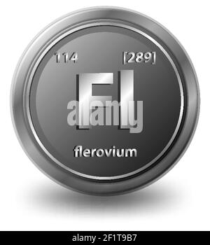Elemento chimico del flerovio. Simbolo chimico con numero atomico e massa atomica. Illustrazione Illustrazione Vettoriale