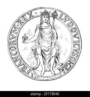 Incisione ottocentesca di un ritratto di Luigi VIII il Leone, Re di Francia e Conte d'Artois. Luigi VII nacque il 5 settembre 1187 a Parigi, fra Foto Stock