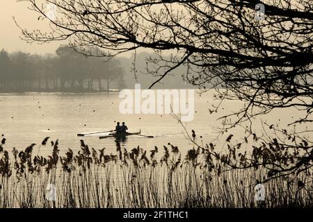 CANOTTAGGIO - BARCHE CORTE CAMPIONATI FRANCESI 2012 - LAGO DI UBY / CAZAUBON (FRA) - 30-31/03 AL 01/04/2012 - FOTO : PHILIPPE MILLEREAU / KMSP / DPPI - ILLUSTRAZIONE Foto Stock