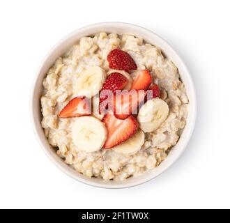 Farinata d'avena preparata con frutta e bacche Foto Stock