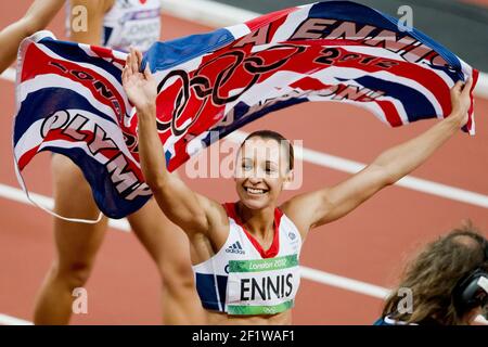 LONDON OLYMPIC GAMES 2012 - STADIO OLIMPICO , LONDRA (ENG) - 04/08/2012 - PHOTO : VINCENT CURUTCHET / KMSP / DPPIATHLETICS - HEPTATHLON - JESSICA ENNIS (GBR) / VINCITORE MEDAGLIA D'ORO Foto Stock