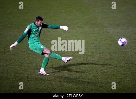 Dave Richards, portiere di Crewe Alexandra durante la partita Sky Bet League One all'Alexandra Stadium di Crewe. Data immagine: Martedì 9 marzo 2021. Foto Stock