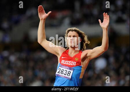 LONDON OLYMPIC GAMES 2012 - STADIO OLIMPICO , LONDRA (ENG) - 07/08/2012 - PHOTO : POOL / KMSP / DPPIATHLETICS - SALTO ALTO UOMO - MEDAGLIA D'ORO - IVAN UKHOV (RUS) Foto Stock