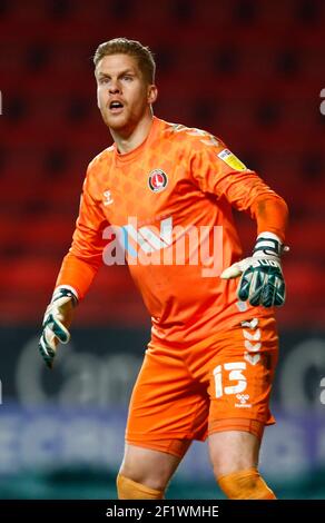 Woolwich, Regno Unito. 09 marzo 2021. WOOLWICH, Regno Unito, 09 MARZO: Ben Amos di Charlton Athletic durante la Sky Bet League uno tra Charlton Athletic e Northampton Town at the Valley, Woolwich il 9 marzo 2021 Credit: Action Foto Sport/Alamy Live News Foto Stock