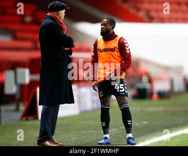 Woolwich, Regno Unito. 09 marzo 2021. WOOLWICH, Regno Unito, MARZO 09: Mark Marshall of Northampton Town's durante la Sky Bet League uno tra Charlton Athletic e Northampton Town at the Valley, Woolwich il 9 marzo 2021 Credit: Action Foto Sport/Alamy Live News Foto Stock