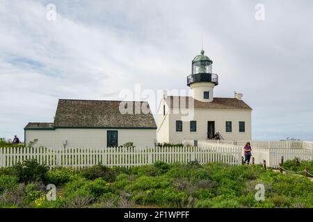 L'originale faro di Point Loma, storico faro situato a San Diego Foto Stock