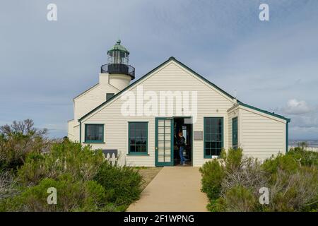 L'originale faro di Point Loma, storico faro situato a San Diego Foto Stock