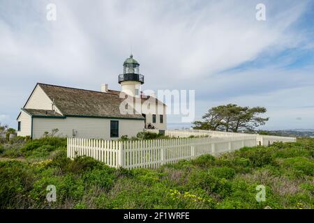 L'originale faro di Point Loma, storico faro situato a San Diego Foto Stock