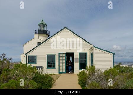 L'originale faro di Point Loma, storico faro situato a San Diego Foto Stock