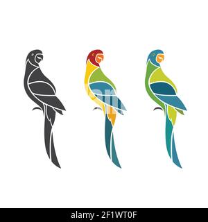 Vettore di disegno pappagallo su sfondo bianco. Illustrazione vettoriale a livelli facilmente modificabile. Uccelli. Animali. Illustrazione Vettoriale