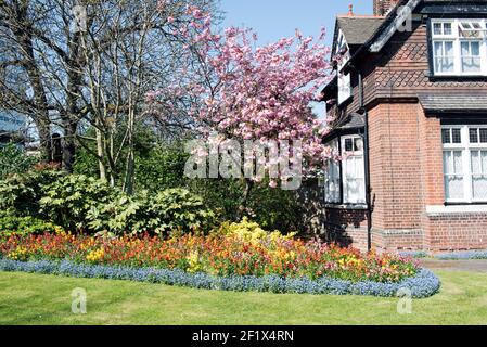 Letto di fiori, il Lodge Clisseley Park, Stoke Newington, London Borough of Hackney Foto Stock