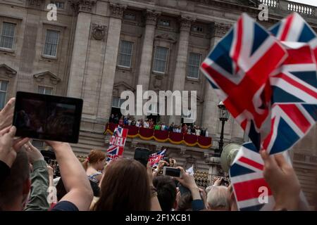 Balcone di Buckingham Palace Foto Stock