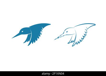 Vettore di kingfishers uccello disegno isolato su sfondo bianco. Illustrazione vettoriale a livelli facilmente modificabile. Animali selvatici. Illustrazione Vettoriale