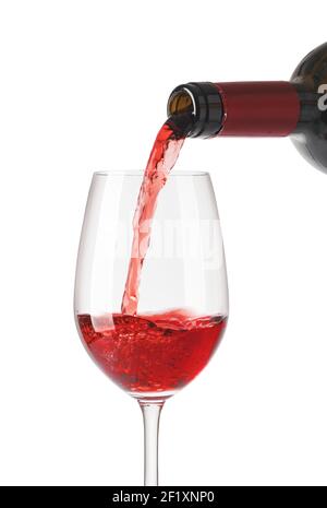 Vino rosso in bicchiere Foto Stock