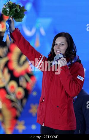 Sci Alpino Gigante Slalom Podium, Anna Fenninger dall'Austria, medaglia d'argento alle medaglie del posto durante i XXII Giochi Olimpici invernali Sotchi 2014, giorno 12, il 19 febbraio 2014 a Sochi, Russia. KMSP / DPPI della piscina fotografica Foto Stock