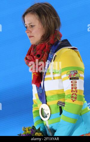Sci Alpino Gigante Slalom Podium, Viktoria Repensburg dalla Germania, medaglia di bronzo, al posto delle medaglie durante i XXII Giochi Olimpici invernali Sotchi 2014, giorno 12, il 19 febbraio 2014 a Sochi, Russia. KMSP / DPPI della piscina fotografica Foto Stock