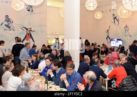 Illustrazione dell'atmosfera durante la festa delle medaglie al club Francia, durante i XXII Giochi Olimpici invernali Sotchi 2014, 21 febbraio 2014 a Sochi, Russia. KMSP / DPPI della piscina fotografica Foto Stock