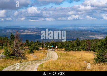 Sulla mountain bike sul brocken Foto Stock