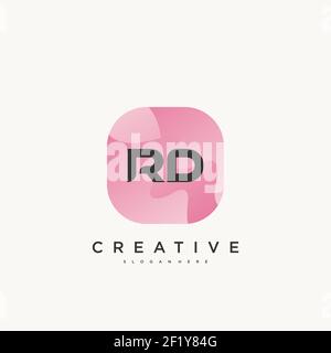 RD Initial Letter logo icona design elementi modello con onda colorato Illustrazione Vettoriale