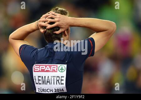 Durante il secondo giorno dei Campionati europei di atletica 2014 allo stadio Letzigrund di Zurigo, Svizzera, il 13 agosto 2014. Foto Philippe Millereau / KMSP / DPPI Foto Stock